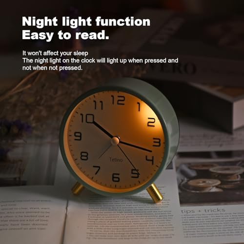 Tetino Analog Alarm Clock with Night Light White