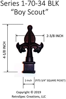 Pack of 25 Black Plastic Fence Finials with Fleur-de-lis Design
