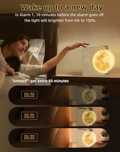 INSSISAIN Sunrise Alarm Clock with Moon Lamp and Nature Sounds