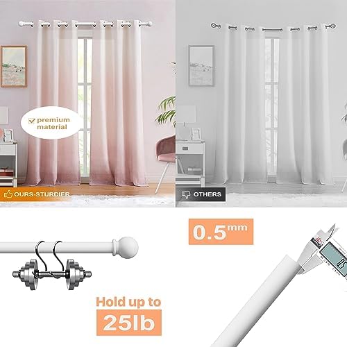 Matte White Curtain Rod Set 2 Pack 28-48 Inch
