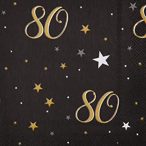 Sparkle and Bash 80th Birthday Napkins Black Gold