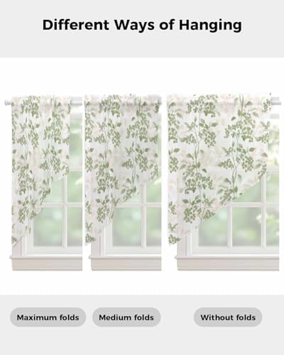 Sage Green Swag Curtains 2 Panels Set 36 Inch Length