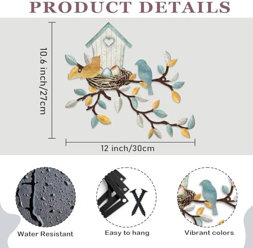 Rustic Metal Wall Decor Birdhouse Teal White