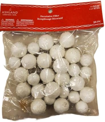 White Glitter Ball Decorative Filler for Christmas