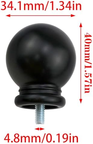 Black Plastic Curtain Rod Finial 2PCS