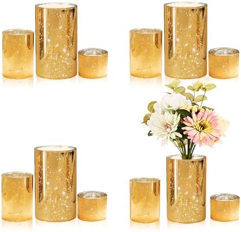 CHILL RECIPE Gold Cylinder Vase Set 12Pcs Bulk