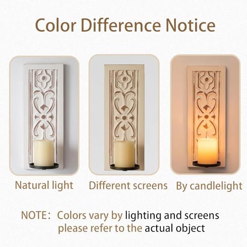 Walasis Rustic Candle Sconces Wall Decor Set of 2