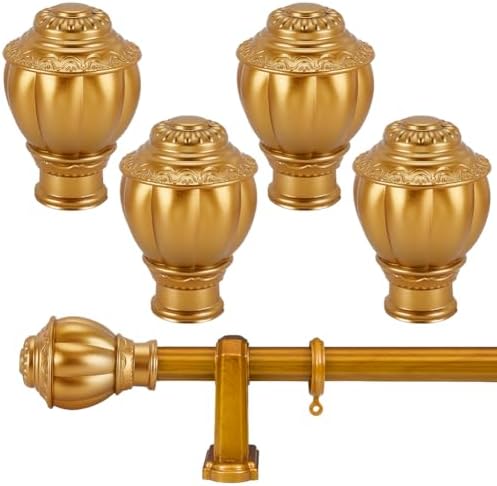 AHANDMAKER 4 Pcs Gold Plastic Curtain Rod Finials