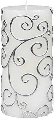 Zest Candle 6 Inch White Scroll Pillar Candle
