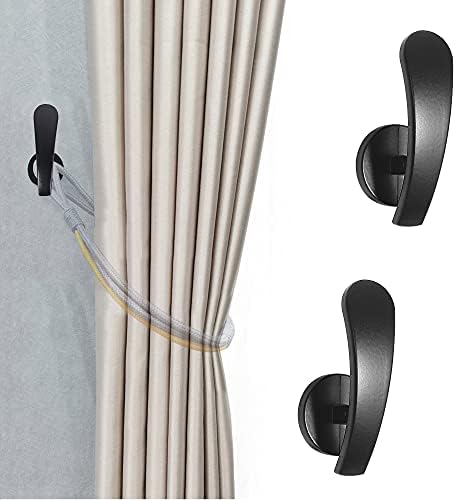 HEMOUR 2pcs Black Curtain Holdback with Screws