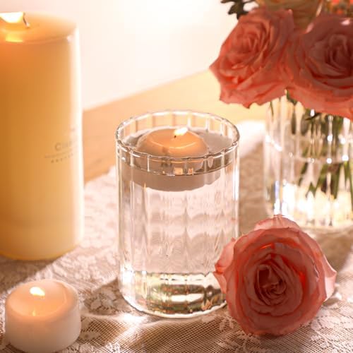 ComSaf Clear Ribbed Glass Vases Pack of 12