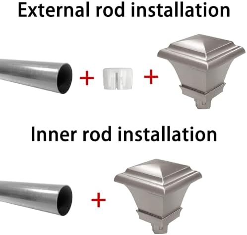 Silver Square Plastic Curtain Rod Finials 2 Pcs