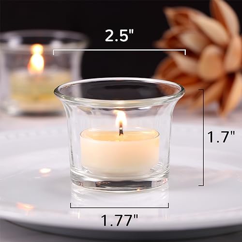 Letine Tea Light Holder Set of 12 Clear Glass Votive Candle Holders