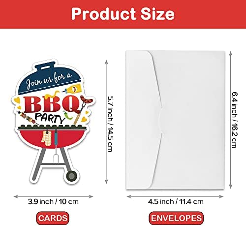 Rewidparty BBQ Themed Party Invitations Set of 15