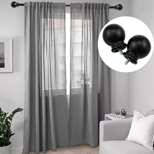Black Plastic Curtain Rod Finial 2PCS