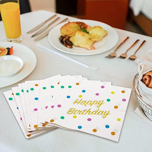 DYLIVeS Gold Foil Dots Birthday Napkins 65 Inch Pack of 50