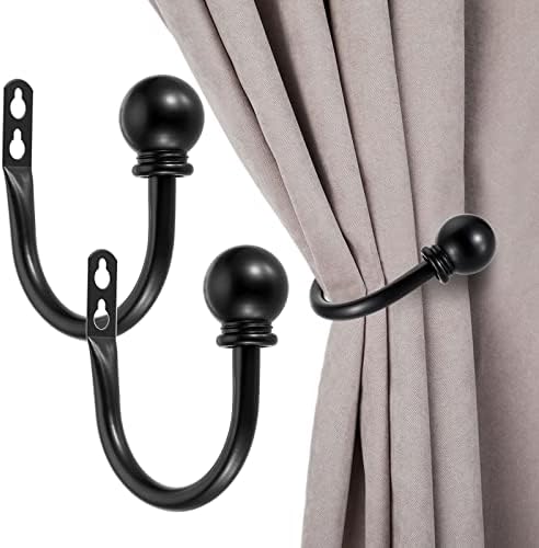 Sumnacon Set of 2 Black Metal Curtain Holdbacks