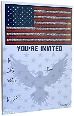 QualityVibe 25 American Flag Invitations With Envelopes