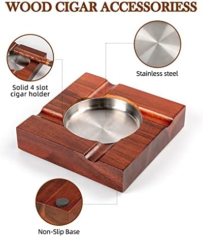 Wood Cigar Ashtray with Gift Box - Classic Design