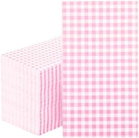 Pink Checkered Napkins 100 Pack 3 Ply for Events
