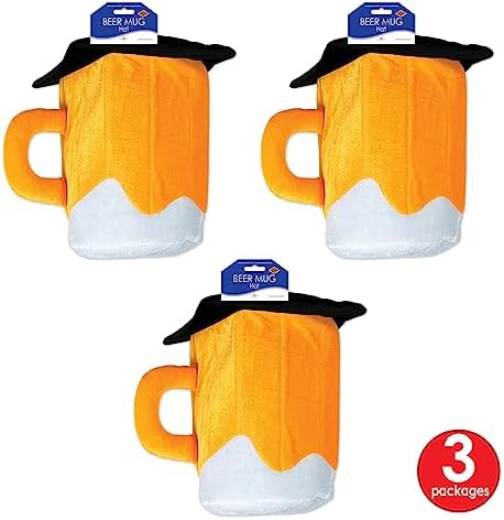 Beistle 3 Piece Plush Beer Mug Hats for Parties