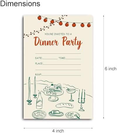 Dinner Party Invitations for Kids Double-Sided 30 Pack