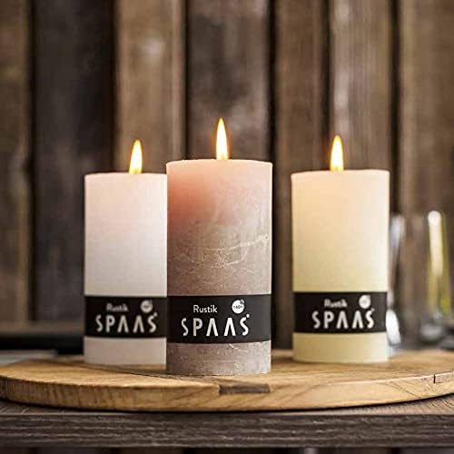 SPAAS Rustic White Pillar Candles Set of 4