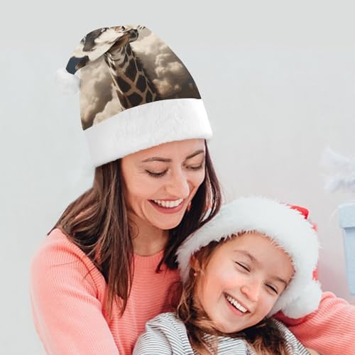 Santa Hat Giraffe Christmas Headwear for Adults