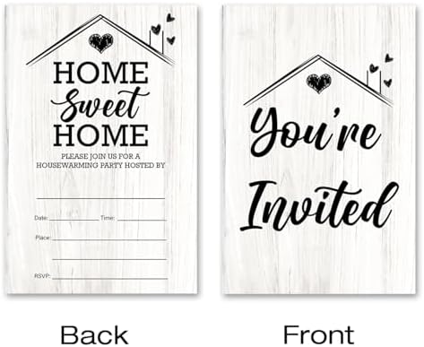 Brayqu Housewarming Party Invitations Rustic Home Sweet Home Fill-in 20 Set