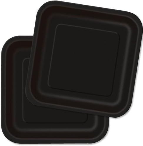 Unique Party Black Square Disposable Paper Plates 7 16 Pack