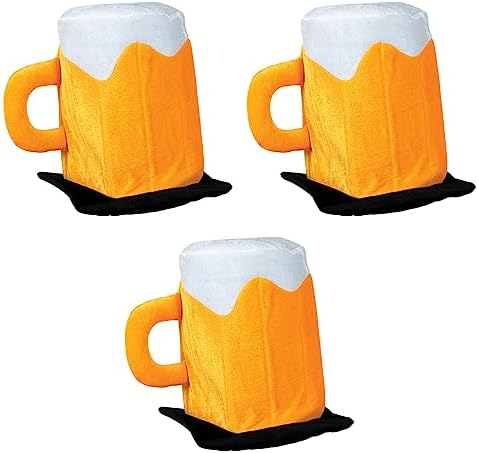 Beistle 3 Piece Plush Beer Mug Hats for Parties