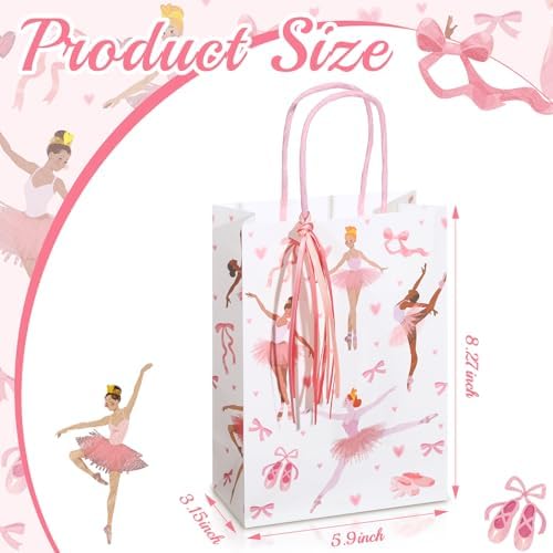 Ctosree 24 Sets Ballerina Gift Bags with Ribbon
