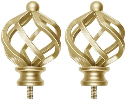 KAMANINA Top Bead Twisted Cage Finials 2pcs Warm Gold