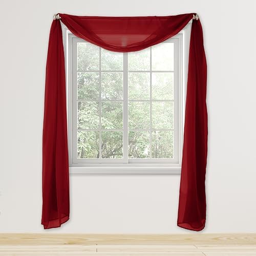 Elegant Comfort Lightweight Sheer Curtain Valance - 216 Inch Long - Burgundy