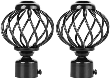 MAGICLULU 2pcs Round Curtain Rod Finials Black