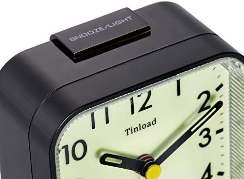 Glow in Dark Analog Alarm Clock with Silent Non-Ticking Design