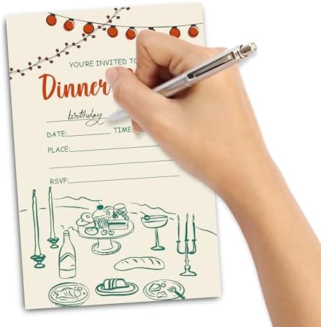 Dinner Party Invitations for Kids Double-Sided 30 Pack