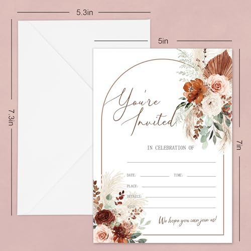 Whaline 25 Fall Invitations with Envelopes Stickers