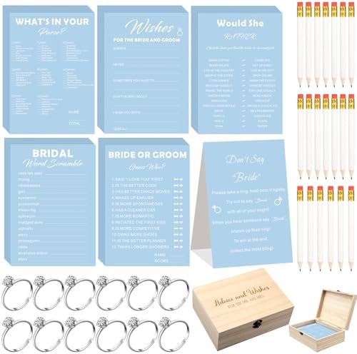 Light Blue Bridal Shower Game Set for 50 Guests
