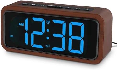 Netzu Wooden Alarm Clock with 12 Ringtones and 5 Volume Levels