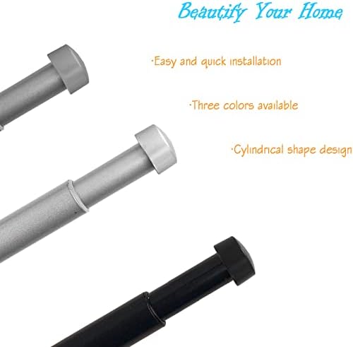 4 Pcs Black Plastic Curtain Rod Finials for 34 Inch Rods