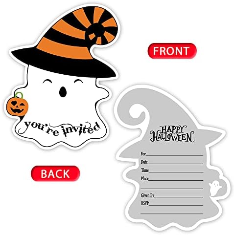 Haizct Halloween Ghost Shaped Fill-In Invitations 15 Pack