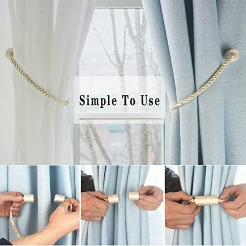 Magnetic Curtain Tiebacks 2 Pack Beige Holders