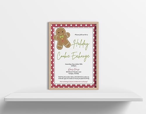 Gingerbread Cookie Exchange Invites with Polka Dots