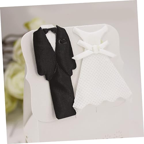 Cabilock 12pcs Hollow Wedding Favor Boxes with Bride Groom Tuxedo Dress Design
