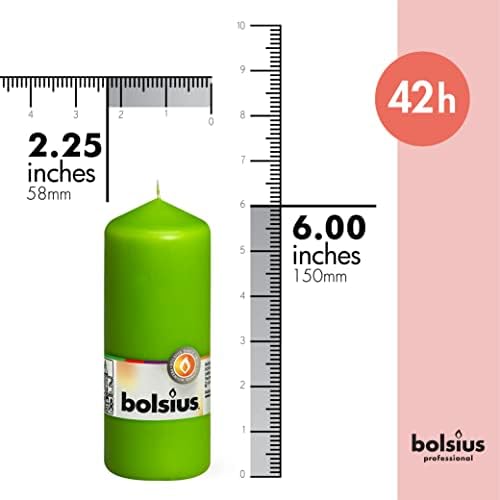 BOLSIUS 10 Unscented Lime Green Pillar Candles