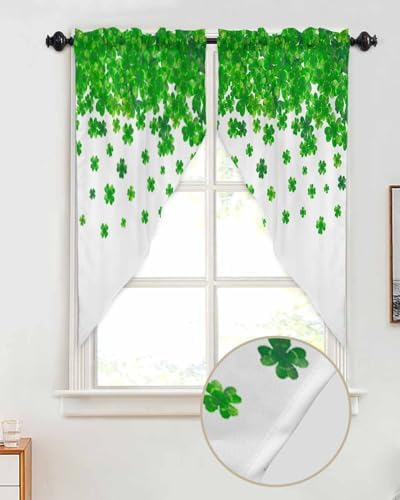 St Patricks Day Kitchen Curtains Lucky Shamrock Valance Set