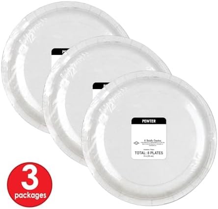 Beistle Pewter Paper Plates 24-Pack 9 Inch