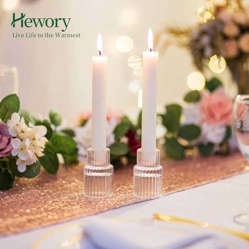Hewory 20PCS Clear Taper Candle Holders for Table Centerpieces