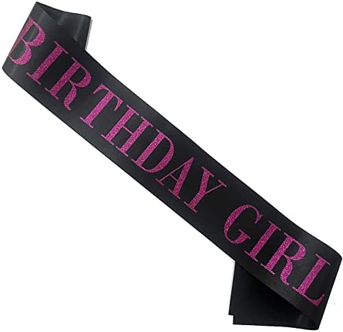 Birthday Sash for Women with Pink Glitter Letters
